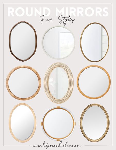 Round Mirrors - here’s a roundup of our fave styles! So many pretty finds at different price points! Perfect for entryway console styling, above a dresser, or in a living room! 

#roundmirror #ovalmirror #entrywaymirror 

#LTKstyletip #LTKunder100 #LTKhome