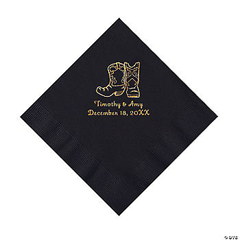 Black Cowboy Boots Personalized Napkins with Gold Foil - Luncheon | Oriental Trading Company