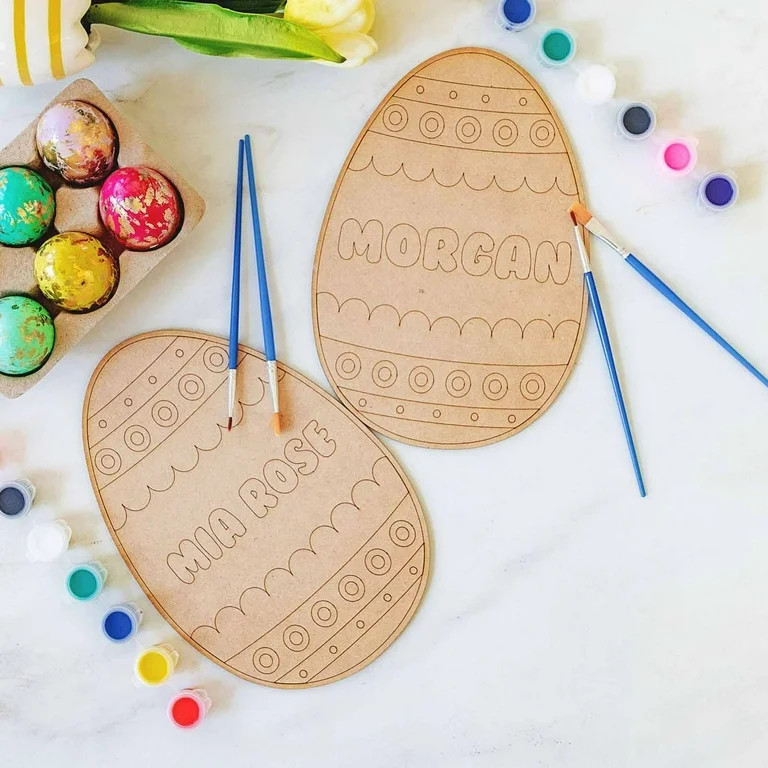 Holloyiver Personalized DIY Wooden Easter Egg Paint Kit, Arts and Crafts for Kids and Adults,Fun ... | Walmart (US)