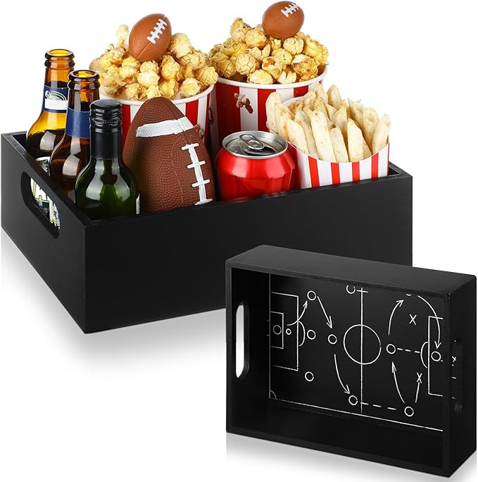 Football Party Supplies Decorations Football Serving Trays and Platters Black and White Wooden Sn... | Amazon (US)