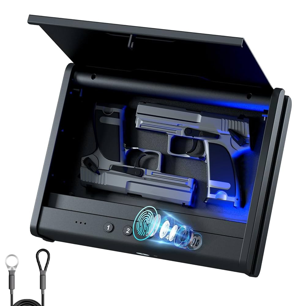 Gun Safe,Biometric Gun Safe For Handgun, Pistol Safe With Fingerprint Backlit Keypad, Quick Acces... | Amazon (US)