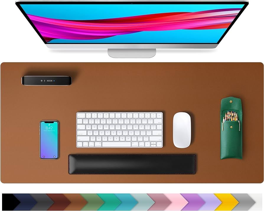 Desk Pad Protector, Non-Slip PU Leather Desk Blotter,Laptop Desk/ Mouse Mat,Waterproof Desk Writi... | Amazon (US)