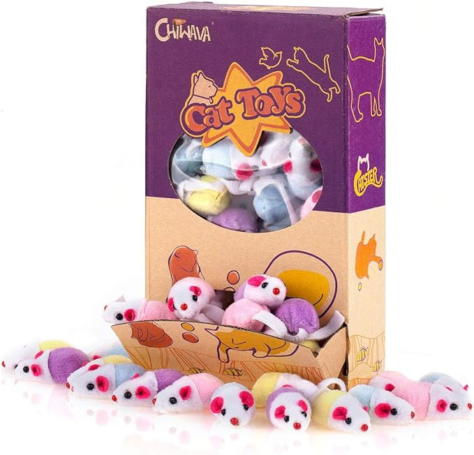 CHIWAVA 36 Pack 1.8 Inch Small Interactive Cat Toys Mice with Catnip Rattle Sound Mouse for Indoo... | Amazon (US)