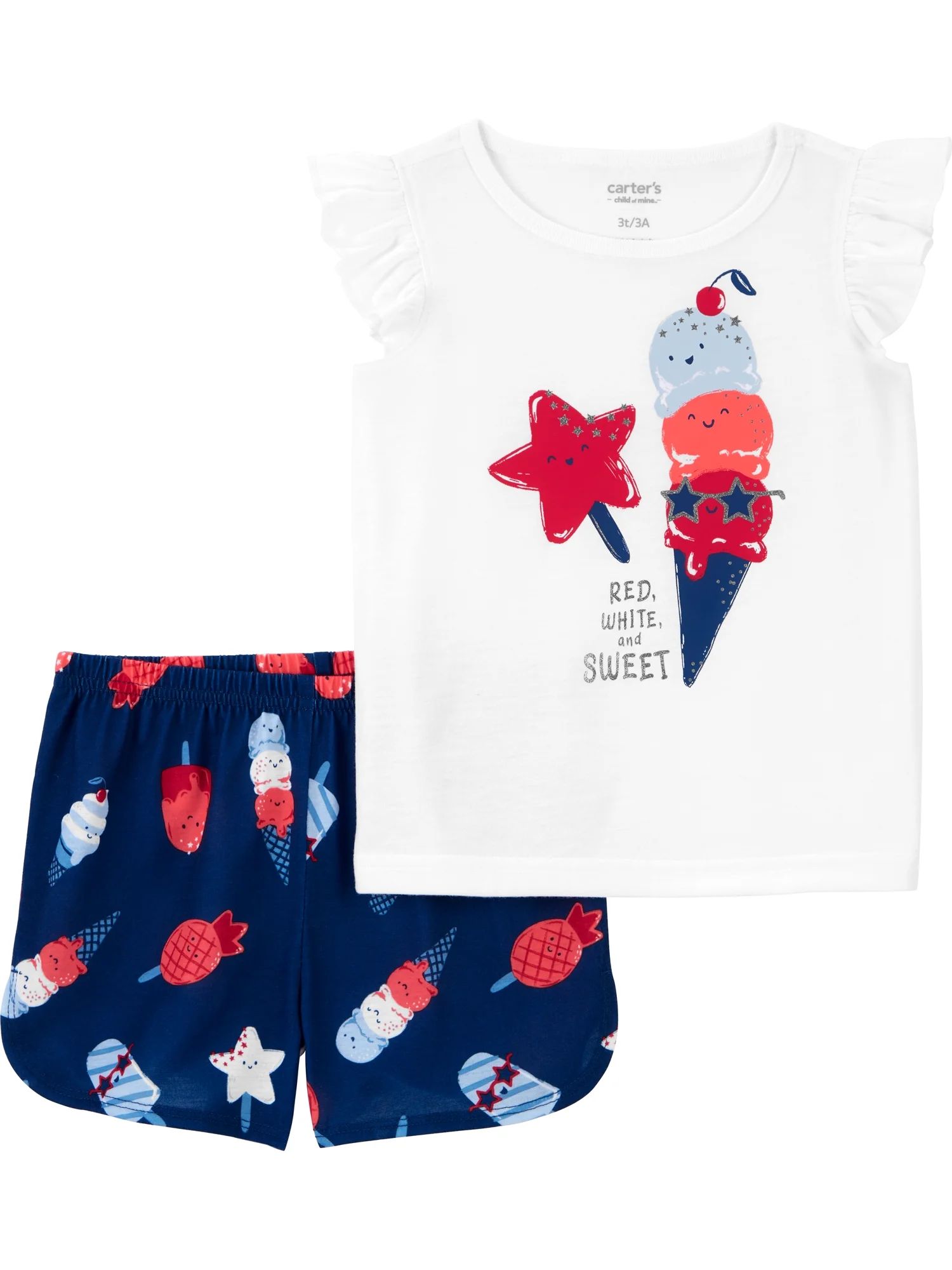Carter's Child of Mine Toddler Girl Patriotic Pajama Set, 2-Piece, Sizes 12M-5T - Walmart.com | Walmart (US)