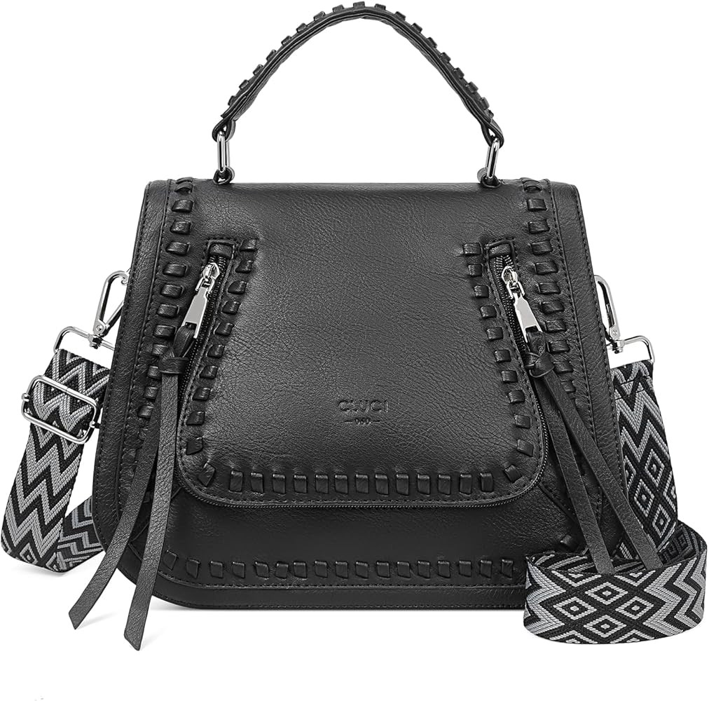 CLUCI Crossbody Bag for Women Vegan Leahter Handbags and Purses Ladies Flap Top-Handle Bags Braid... | Amazon (US)