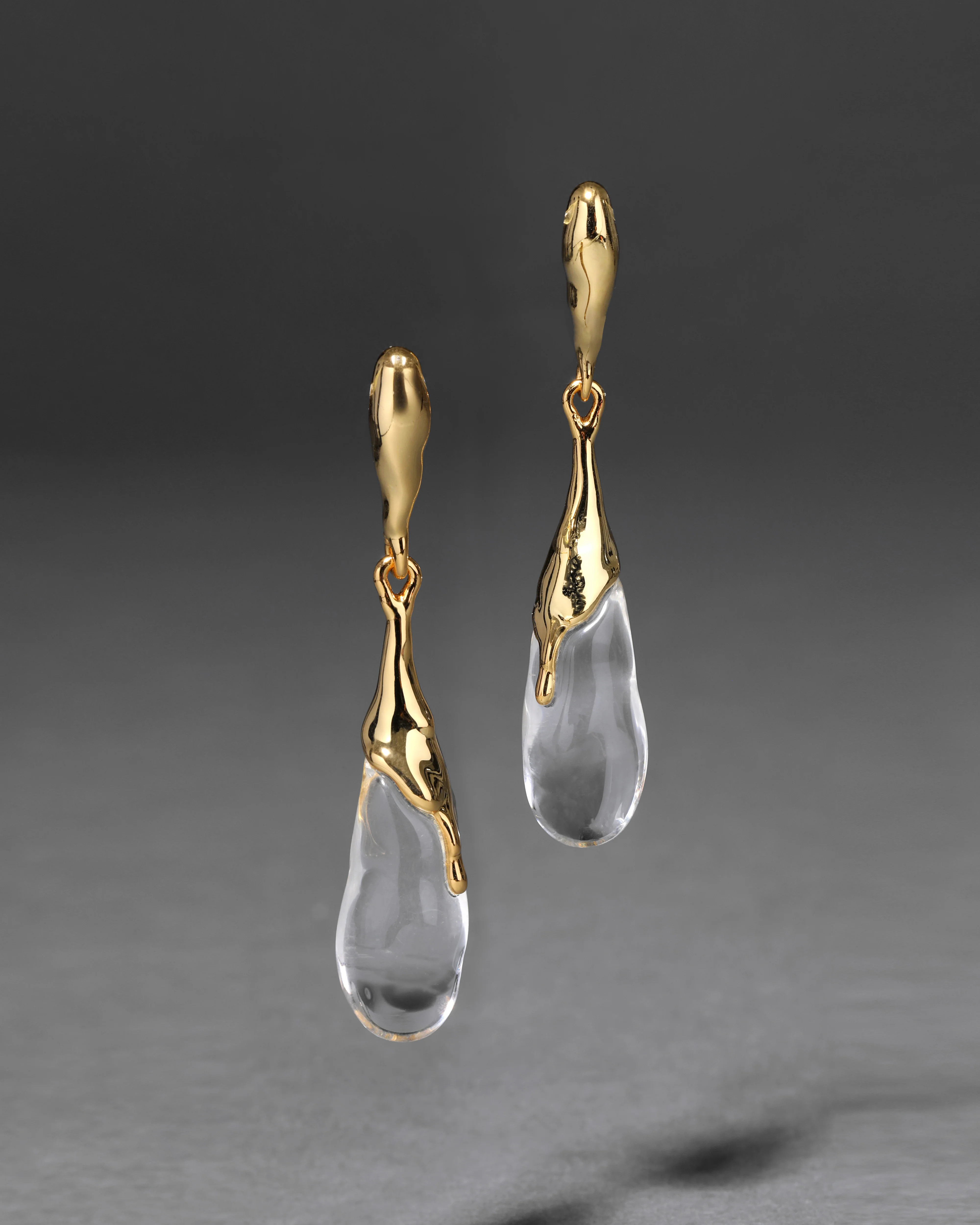 Alexis Bittar Liquid Lucite Teardrop Post Earring- in Clear | Statement Jewelry from Alexis Bittar | Alexis Bittar