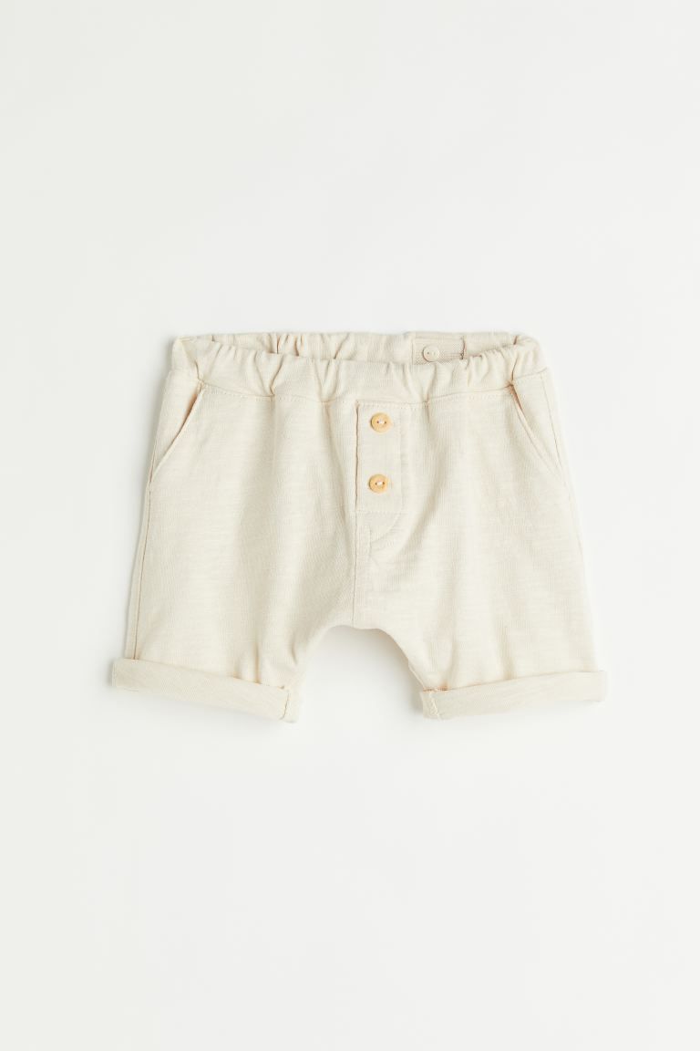 Conscious choice  Baby Exclusive. Shorts in soft, organic slub cotton jersey with decorative butt... | H&M (US + CA)