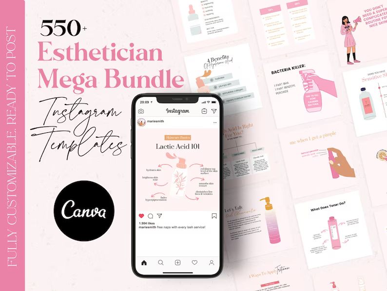 Esthetician Bundle, Skincare Instagram Post Templates, Esthetician Instagram Post, Esthetician Ca... | Etsy (CAD)