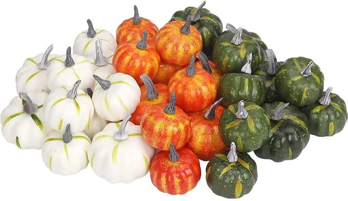 Mini Decorative Pumpkins Assorted Sizes 30pcs - Lifelike Assorted Small Foam Pumpkins Decor Great... | Amazon (US)