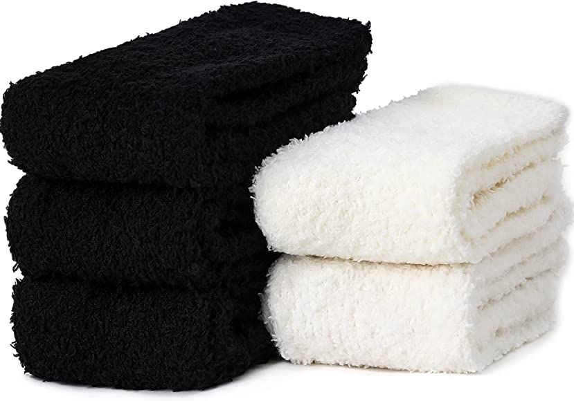 Fuzzy Socks for Women, Soft Cozy Fluffy Plush Stocking Super Warm Thick Winter Sleep Socks Microf... | Amazon (US)