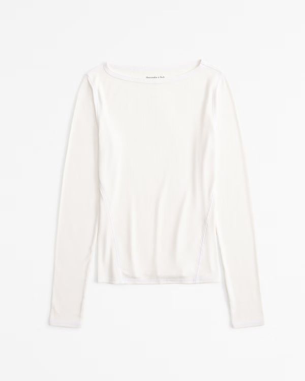 Long-Sleeve Featherweight Rib Tuckable Slash Top | Abercrombie & Fitch (US)