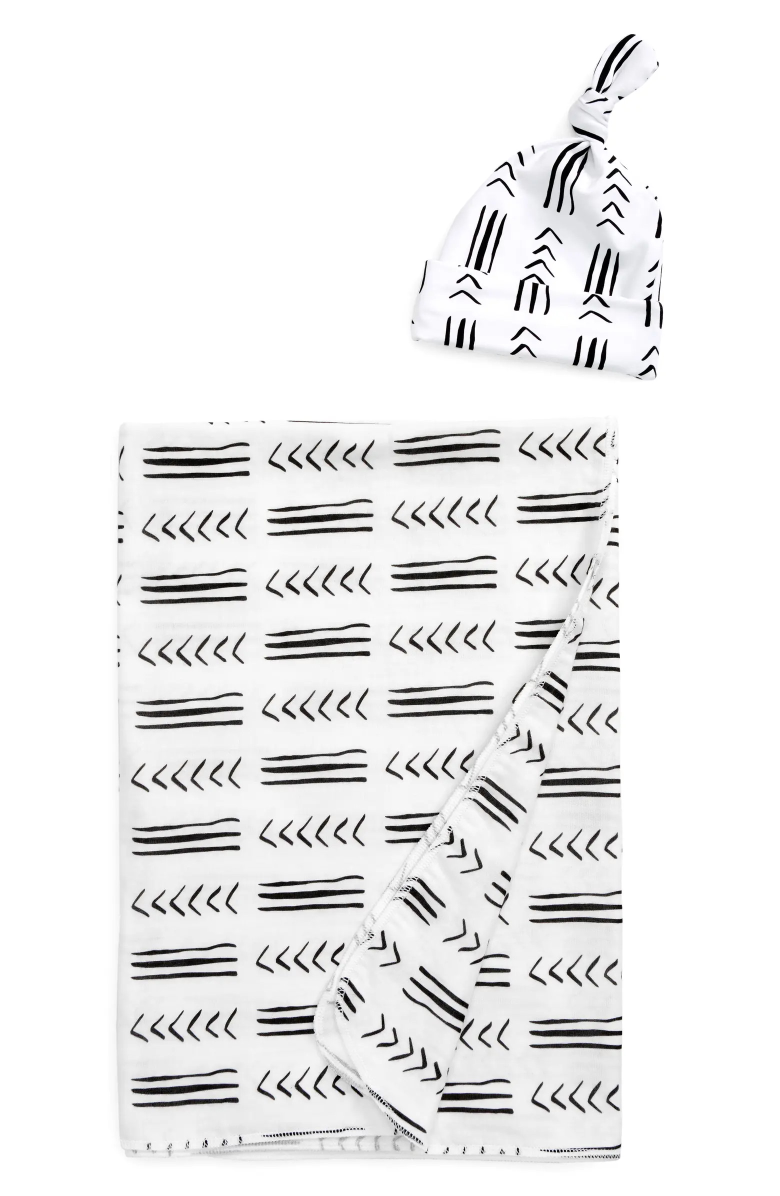 STINA AND MAE Mudcloth Snuggle Me Home Baby Hat & Blanket Gift Set | Nordstrom | Nordstrom