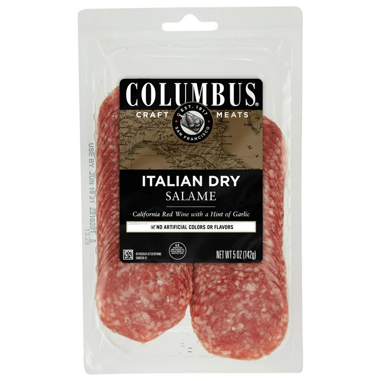 COLUMBUS Italian Dry Pork Salame, Sliced Charcuterie Meat, Refrigerated, 5 oz Plastic Pack | Walmart (US)