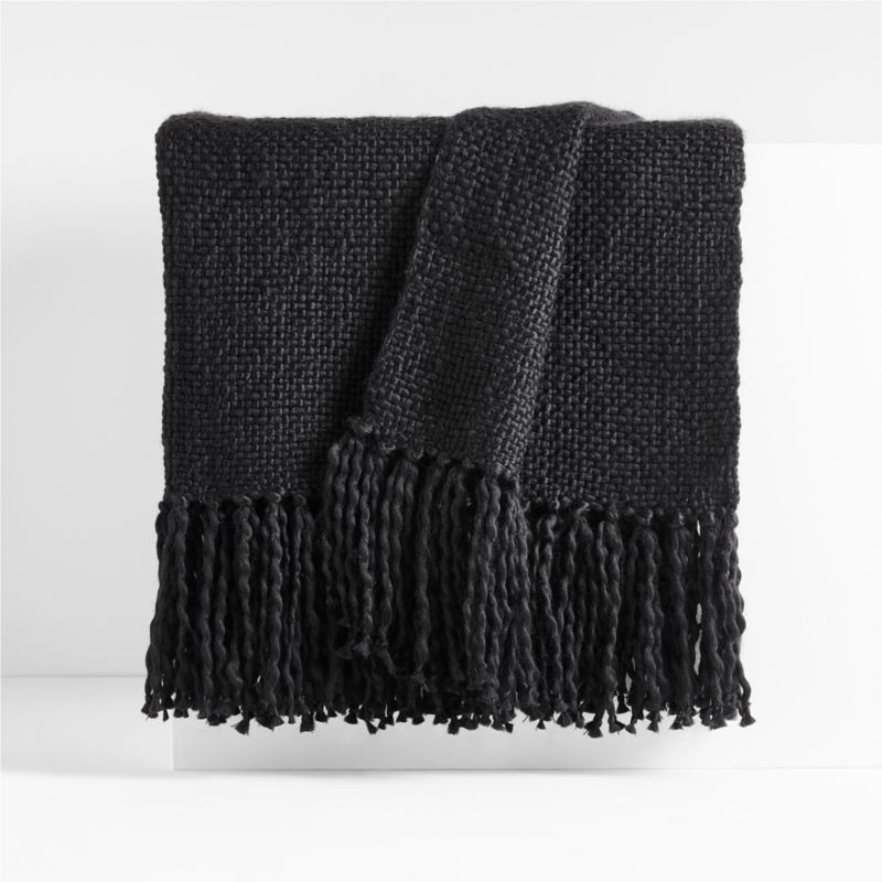 Styles 70"x55" Black Throw Blanket + Reviews | Crate & Barrel | Crate & Barrel