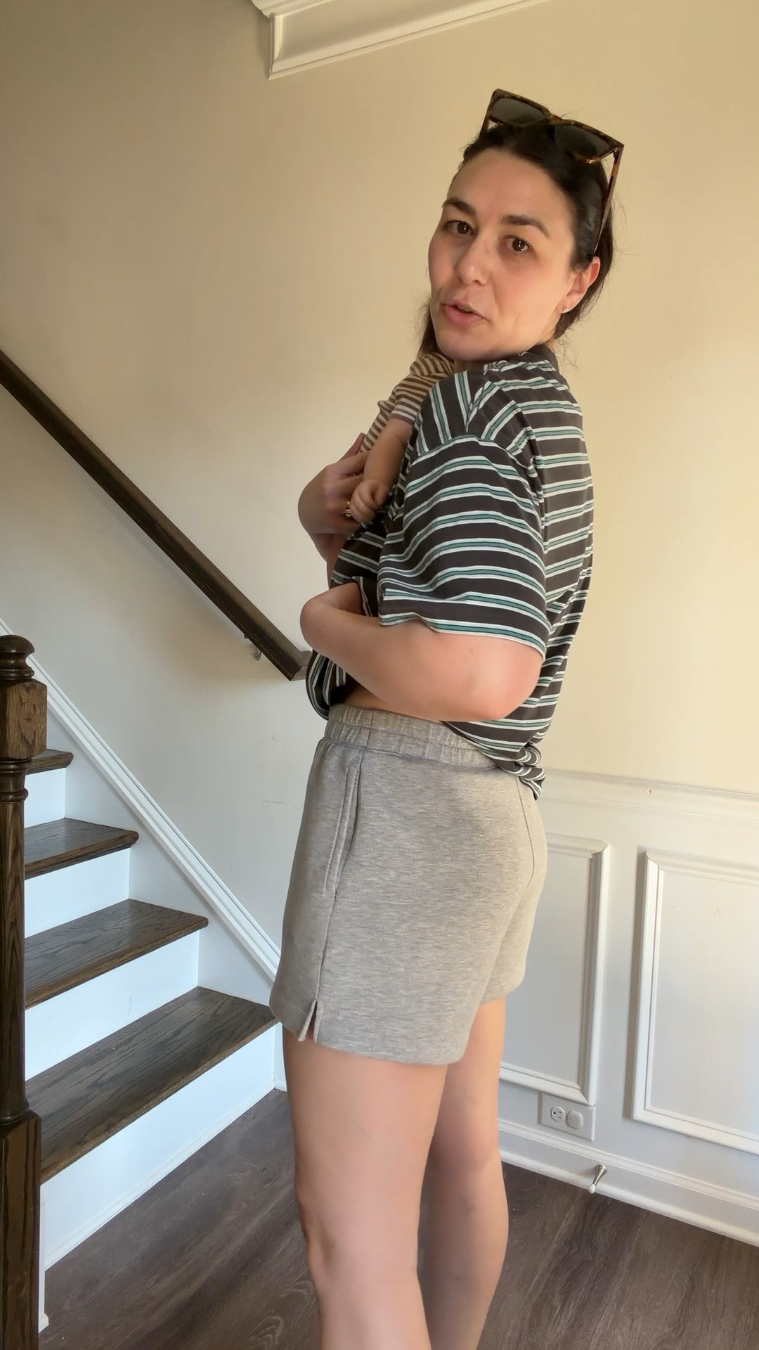 Large in tshirt & medium in shorts! Both oversized fit. Sneakers are so comfy & supportive. Run TTS! Also linked my fav sunnies & baby onesie!

#LTKootd #LTKActive #LTKBaby
