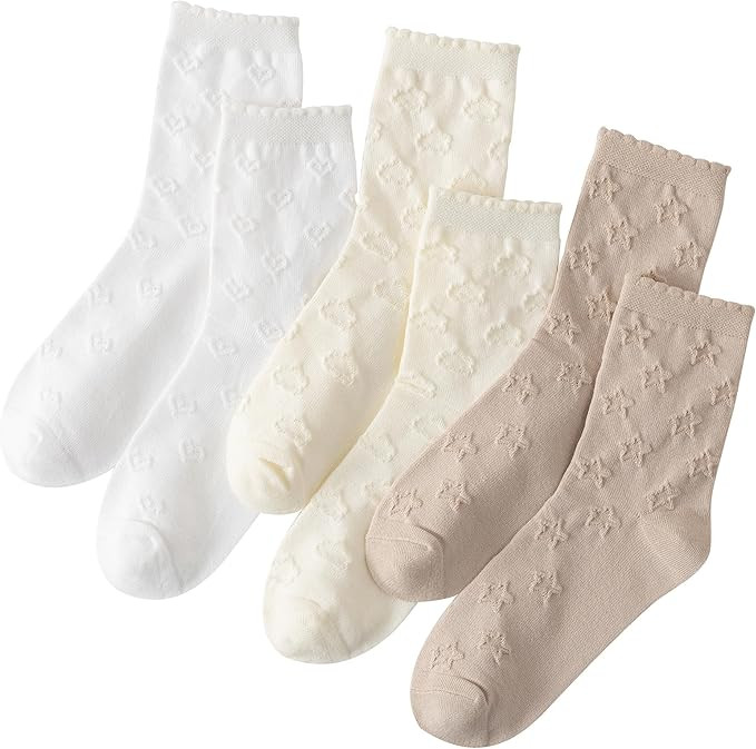 Socks for Women - Womens Cotton Crew Socks - Women's Cozy Casual Socks Size 5-9 | Amazon (US)