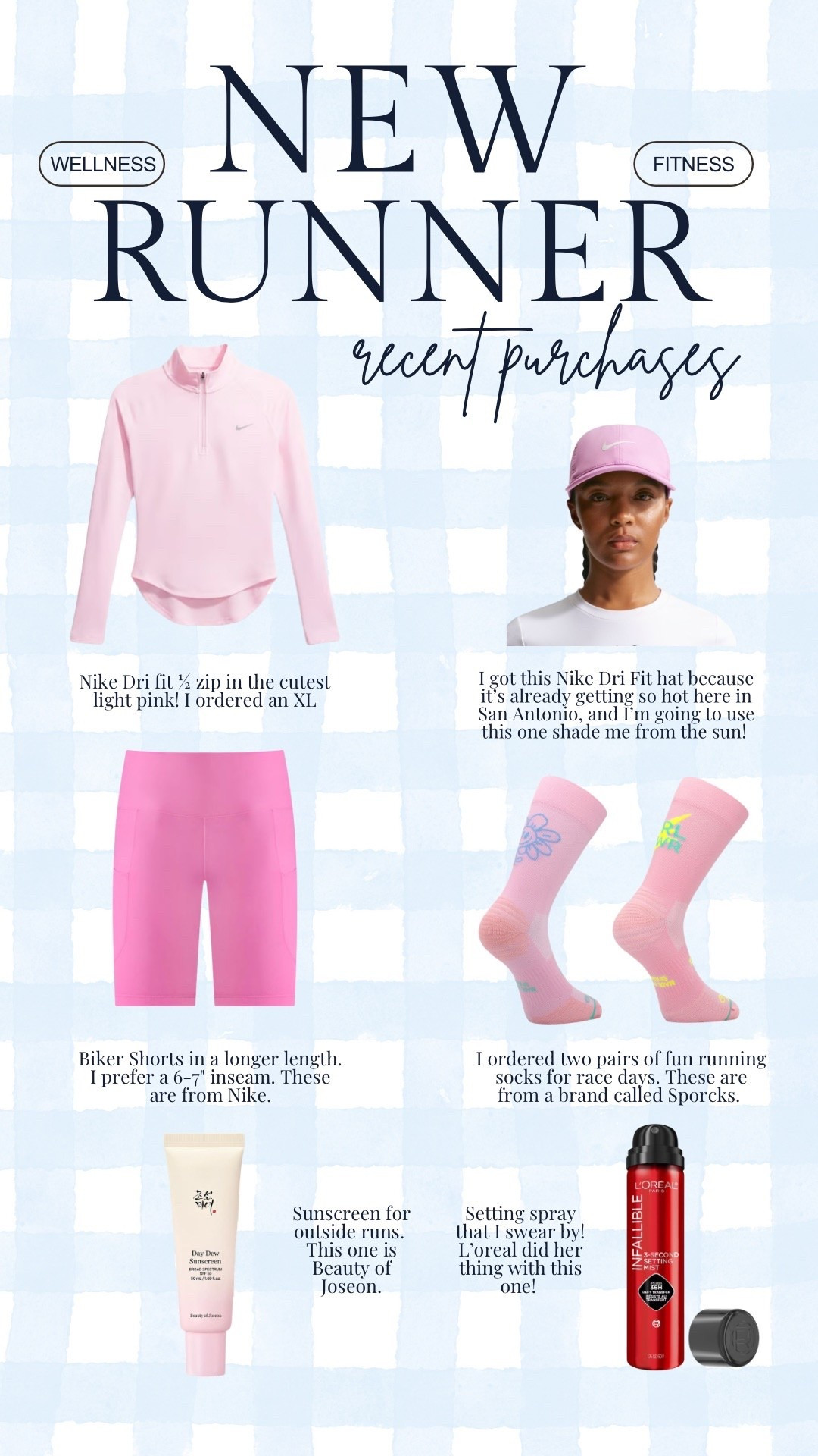 New runner recent purchases I’m a newbie runner, but these are some of the items I’ve picked up. 

Smiles and pearls, running gear, garmin, marathon training, fitness journey 

@Nike US 

#LTKActive #LTKfitnessgoals #LTKMidsize