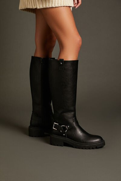 Studded O-Ring Faux Leather Boots | Forever 21