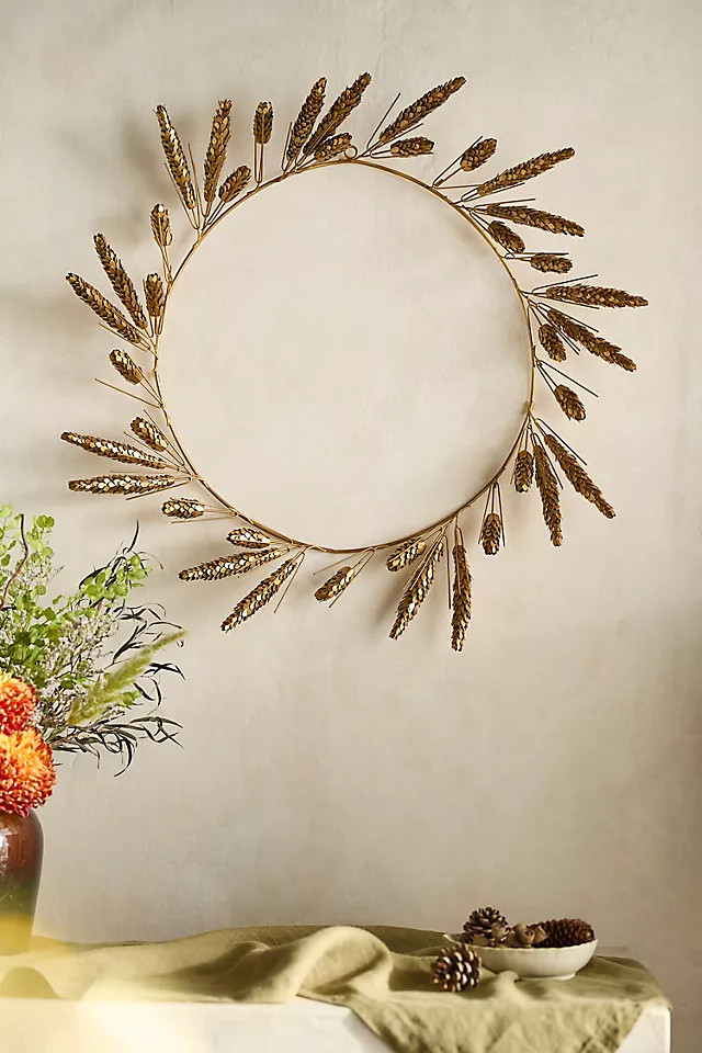 Wheat Field Iron Oval Wreath in Gold at Terrain | Terrain