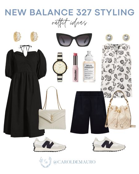 Here's some stylish outfit ideas for your New Balance 327 sneakers! You can style it with this chic black dress or with a patterned sleeveless top and mom shorts! 
#transitionalstyle #casualoutfit #vacationwear #springfashion

#LTKStyleTip #LTKSeasonal #LTKShoeCrush