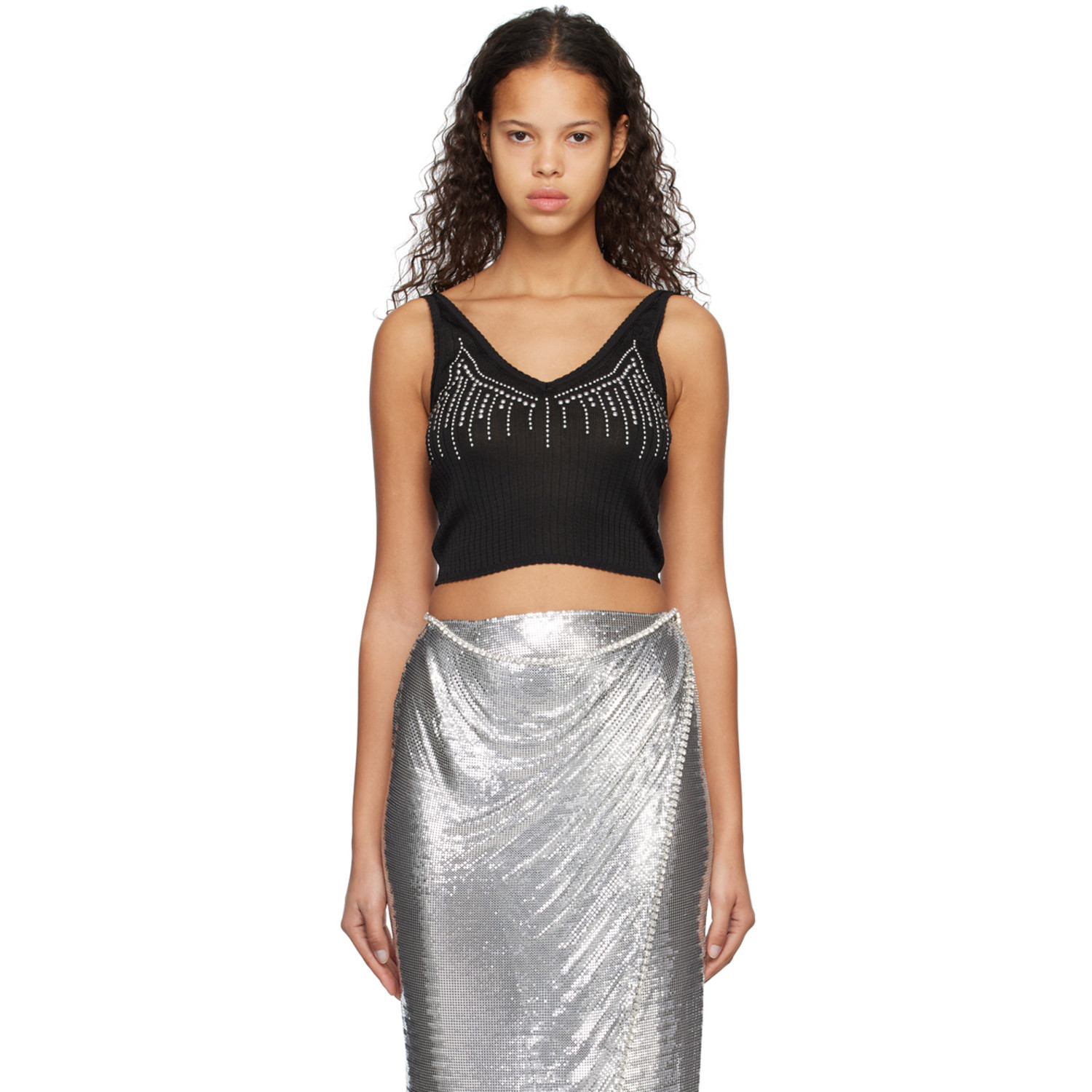 Rabanne Black Studded Tank Top | SSENSE