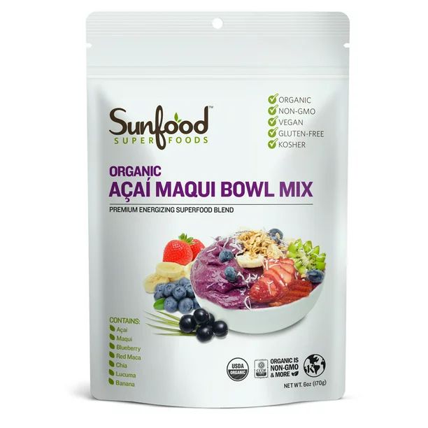 Sunfood superfoods organic acai maqui bowl powder, 6.0 oz | Walmart (US)