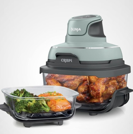 Ninja Crispi Air Fryer, Microwave, Freezer & Dishwasher Safe, Non Toxic Glass Portable Cooking System, 4 QT & 6 Cup Glass Containers with Storage Lids, Easy Meals, Air Fry, Bake, Green, FN101SG 

 #LTKGiftGuide #LTKHoliday #LTKHome