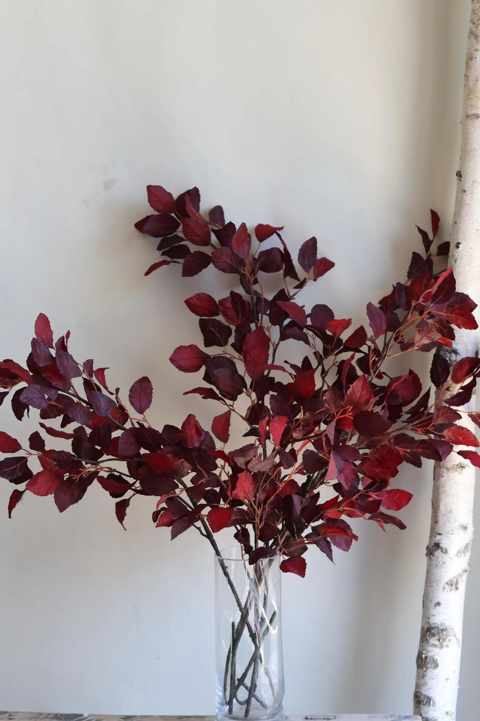 38" Burgundy Artificial Leaf Branch, Fall Wedding Greenery, Autumn Winter Kitchen Decoration, DIY... | Etsy (Global)