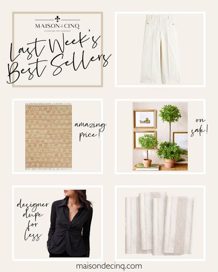 Last week’s best sellers include the cutest jute rug at an amazing price, topiaries on sale, designer dupe blouse, and more!

#springoutfit #springdecor #homedecor #tabletop #arearug #croppedpants 

#LTKhome #LTKover40 #LTKSeasonal