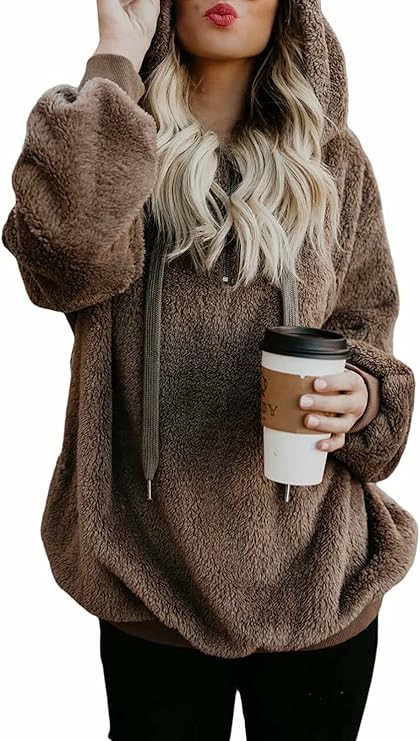 Dokotoo Womens 2023 Fashion Fuzzy Warm Casual Loose Hooded Sweatshirt Hoodies with Pockets Outerw... | Amazon (US)
