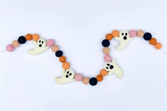 Boho BOO Felt Ghost Garland/ Halloween Garland/ Halloween - Etsy | Etsy (US)