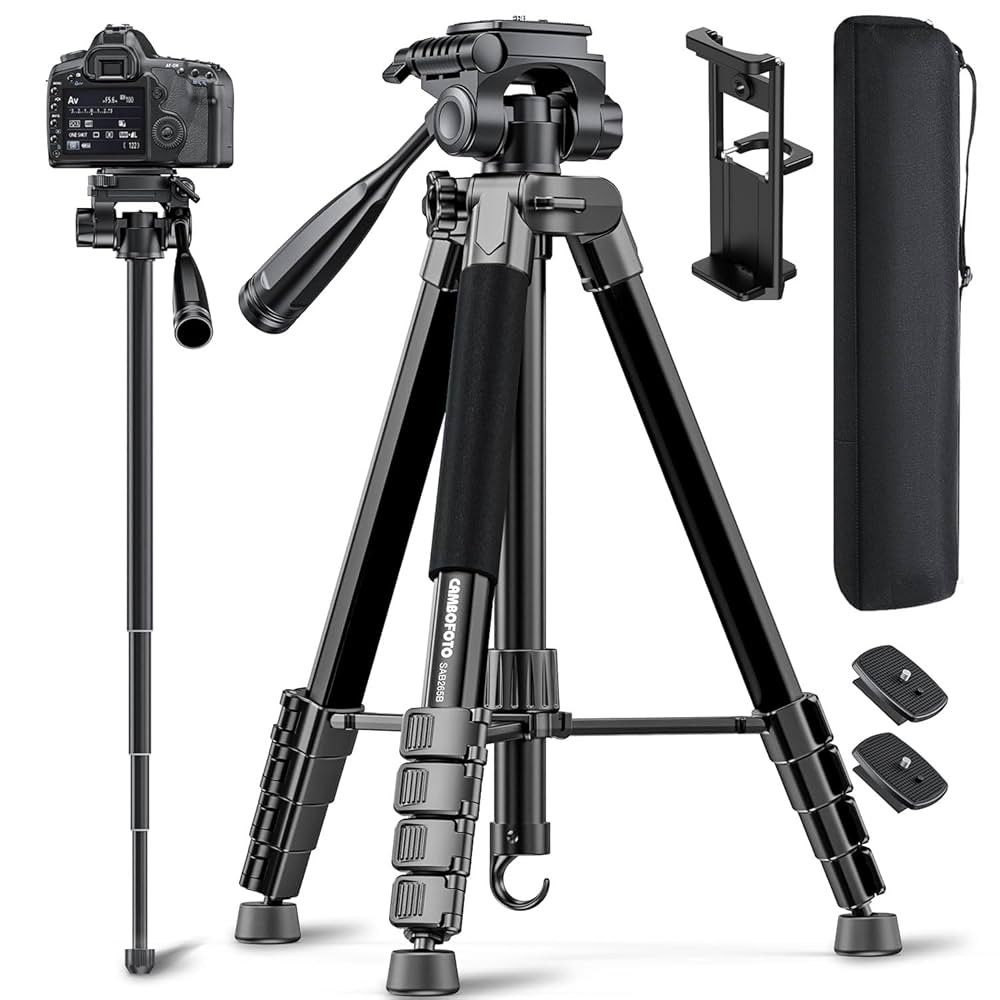 73" Camera Tripod and Monopod, Professional Aluminum Tripod Stand for Mirrorless Camera/DSLR/Cell... | Amazon (US)
