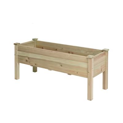 LuxenHome 47.24-in W x 16.9-in L x 20.1-in H Elevated Natural Wood Raised Garden Bed | Lowe's