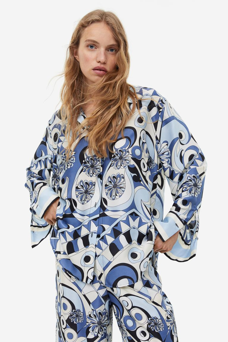 Satijnen overhemdblouse met dessin | H&M (DE, AT, CH, NL, FI)