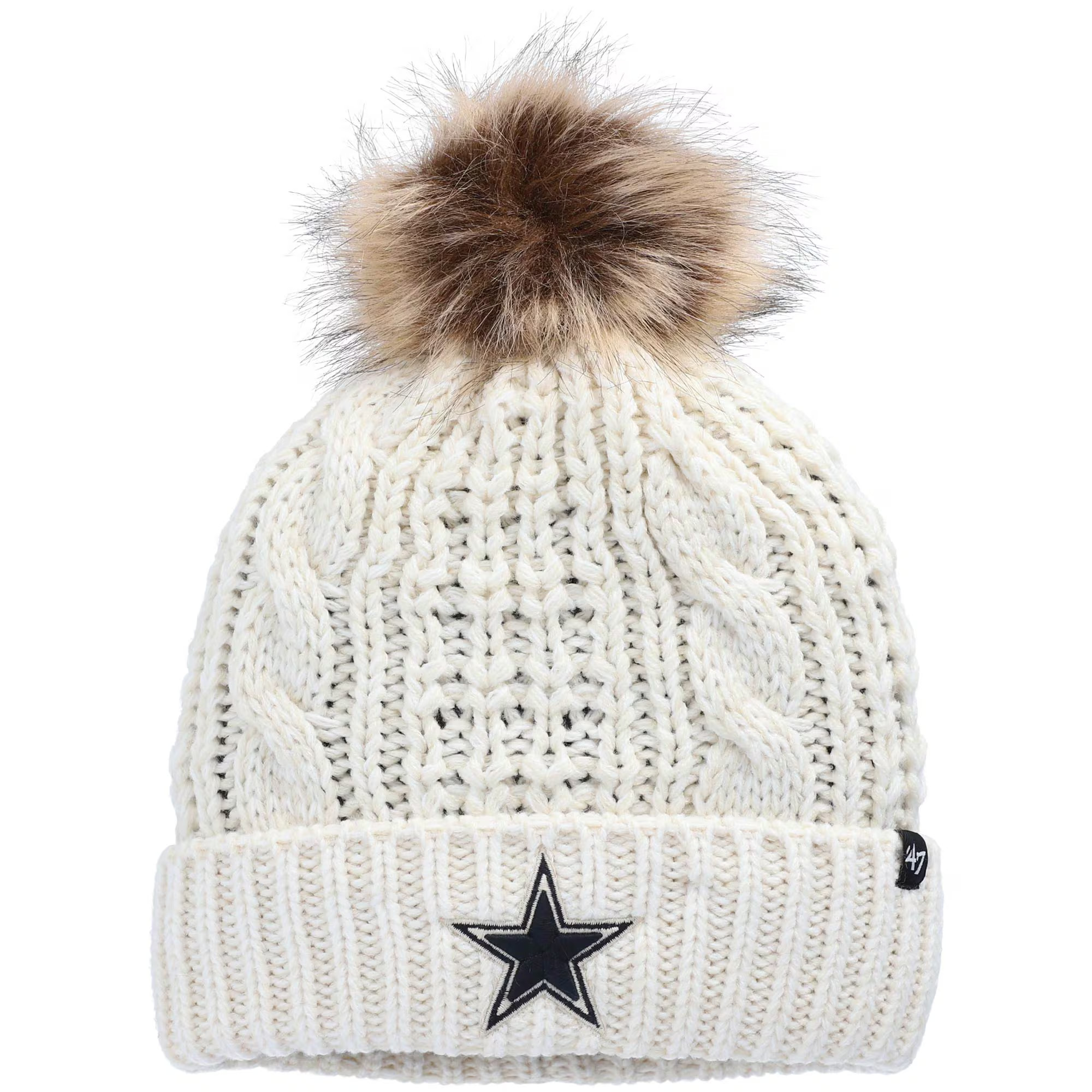 Women's Dallas Cowboys '47 White Meeko Cuffed Knit Hat with Pom | NFL Shop