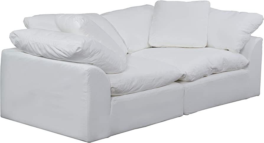 Sunset Trading Cloud Puff 2 Piece Modular Performance White Sectional Slipcovered Sofa, Moisture ... | Amazon (US)