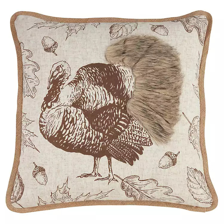 Turkey Faux Fur Trim Pillow | Kirkland's Home