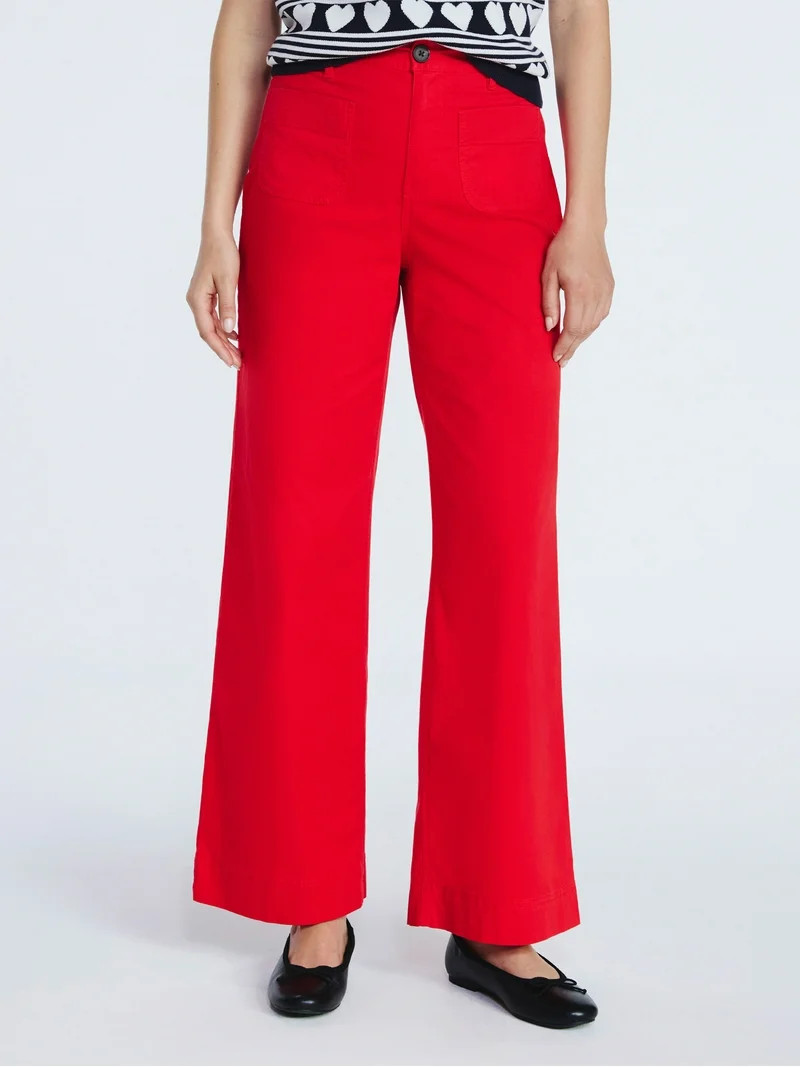 Free Assembly Women's and Women's Plus Patch Pocket Wide Leg Pants, 30”, 32” and 34” Inseam... | Walmart (US)