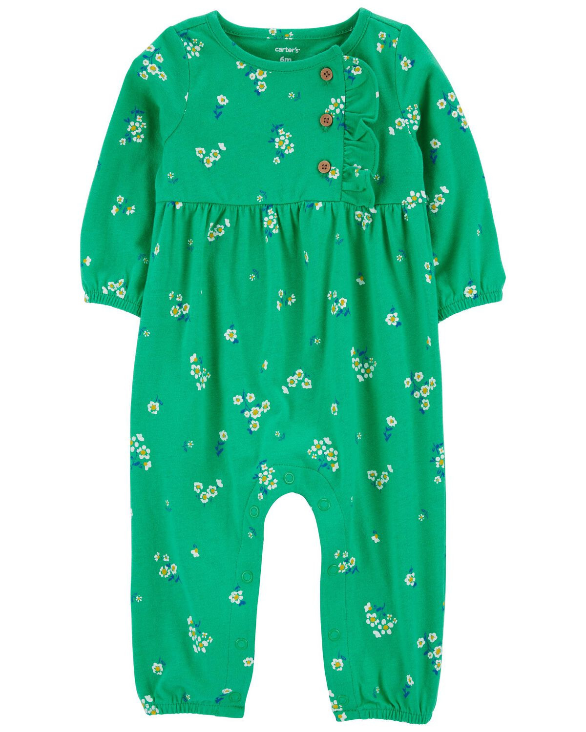 Green Baby Floral Cotton Jumpsuit | carters.com | Carter's