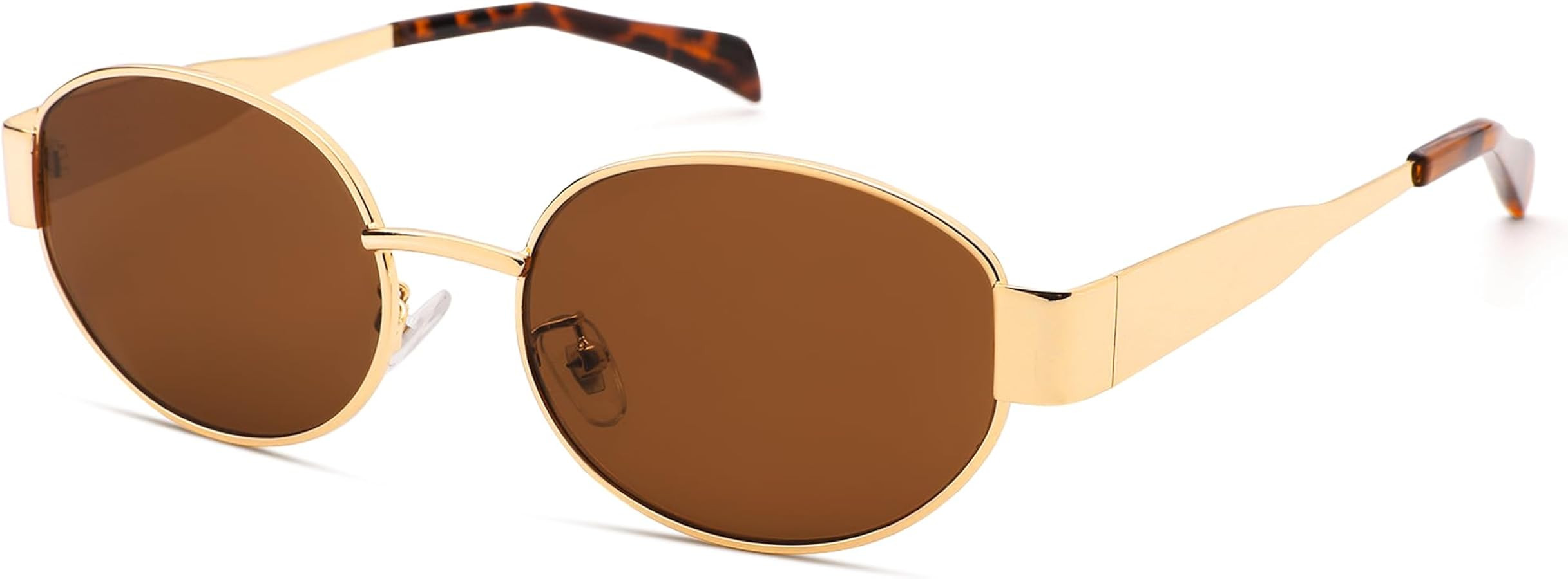 Retro Oval Sunglasses for Women Men - Fashion Sun Glasses - Rectangle Metal Frame Shades | Amazon (US)