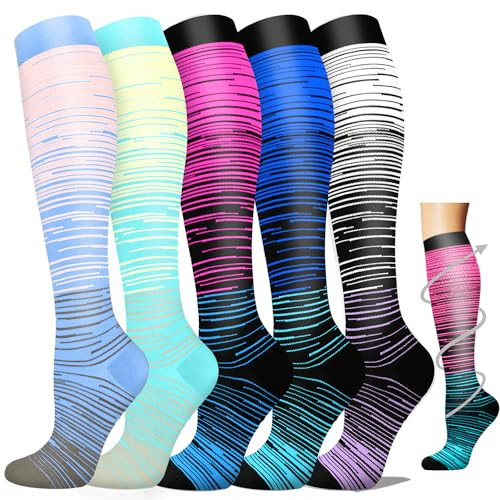 5 Pairs Graduated Compression Socks for Women&Men 20-30mmhg Knee High Sock | Amazon (US)