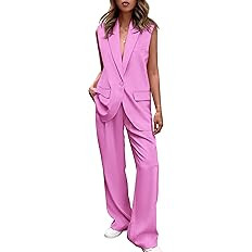 Pretty Garden Womens Sleeveless Suit Vest And Wide Leg Pants Business Casual Blazer Set | Amazon (US)
