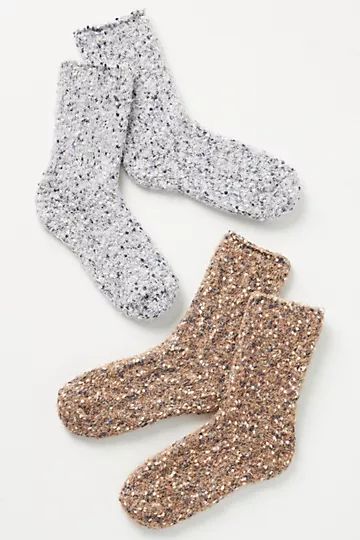 Lemon Set of Two Frosted Nep Fuzzy Socks | Anthropologie (US)