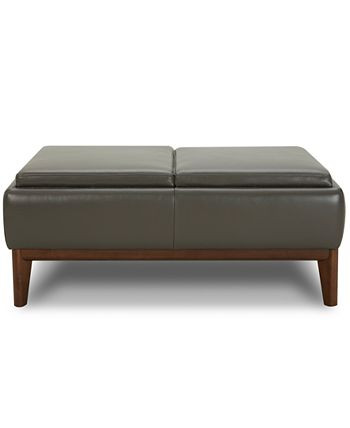 Jollene Leather Ottoman with Wood Trays, Created for Macy's | Macys (US)