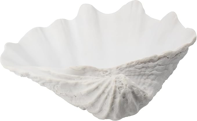 Large Clam Shell Bowl Home Decor by Hand Cast Resin, Solid, Sturdy and Beautiful White for Variou... | Amazon (US)