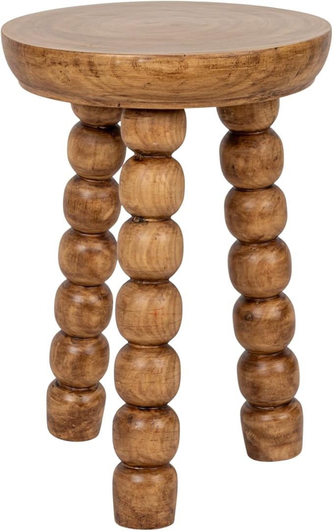 Creative Co-Op Paulownia Wood Bead Ball Tri-Pod Accent Table, Walnut | Amazon (US)