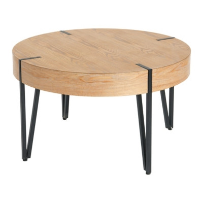Storied Home Wood Round Coffee Table With Metal Sides | Ashley