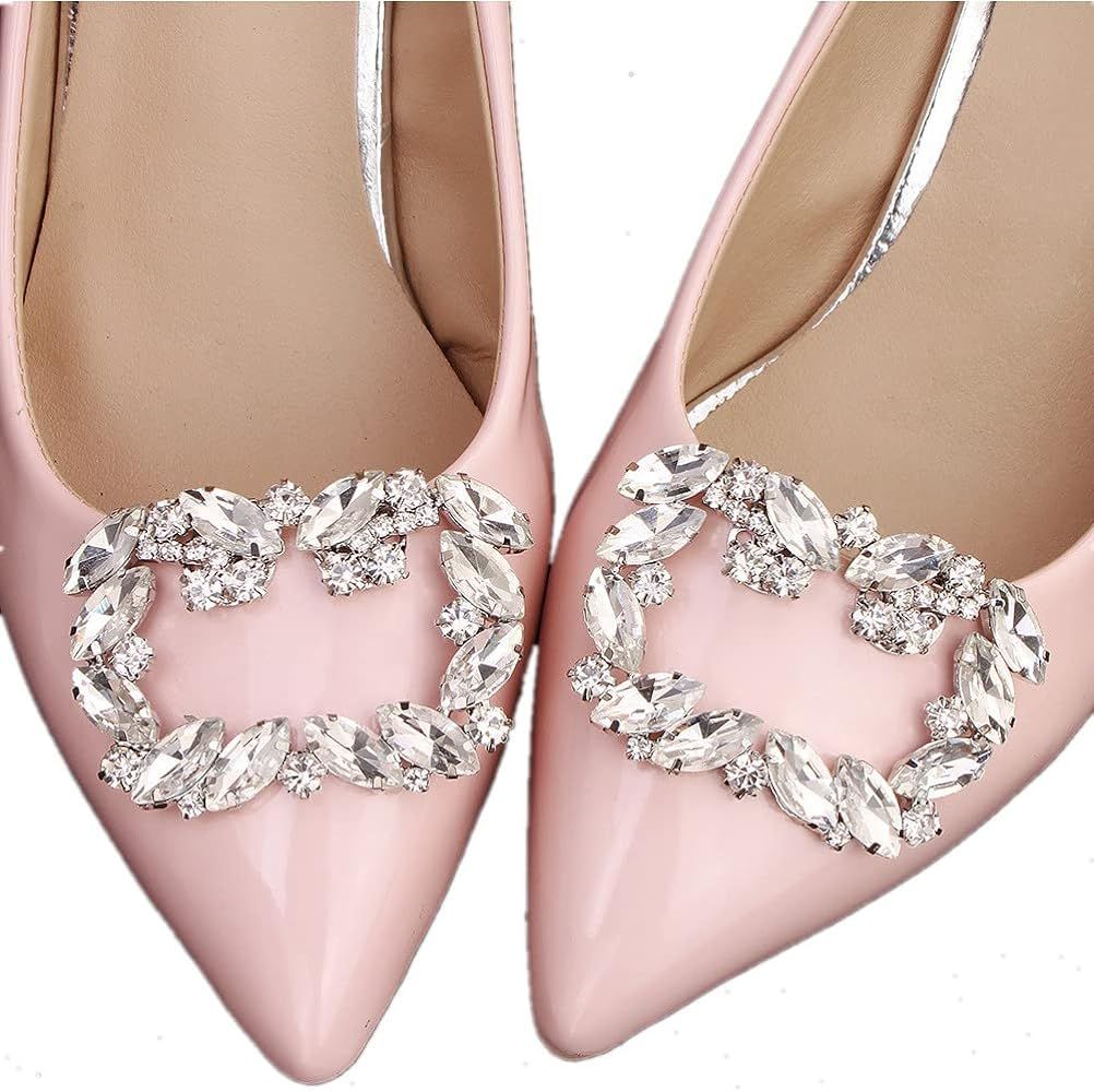 Asphire Elegant Crystal Shoes Clip 2pcs Sparkling Rhinestone Women's High Heel Shoe Buckle Weddin... | Amazon (US)