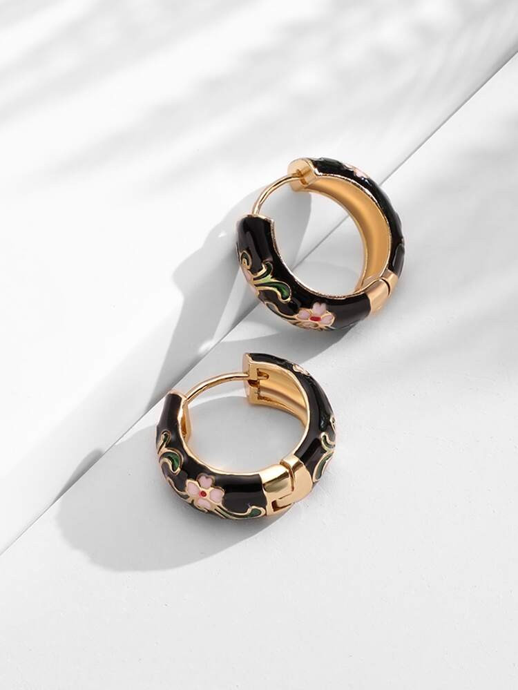 Floral Graphic Hoop Earrings | SHEIN