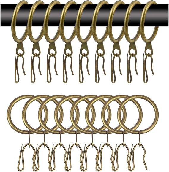 60 Pcs Metal Curtain Rod Rings Curtain Rings and 60 Pcs Metal Curtain Pins Curtain Hooks for Curt... | Amazon (US)